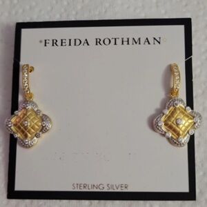 Freida Rothman 14K gold plated CZ clover earrings - NWT, one size